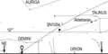 View on Supernova 1054 and the Moon on July 5, 1054, for an observer at 50N 9E at 3:15 CET