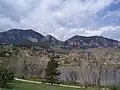 View of The Flatirons from Fairview High School in southern Boulder