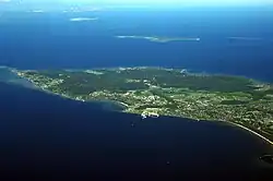 View of Viimsi Peninsula from the air above Tallinn Bay