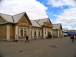 Old railway station building in Vikhorevka