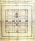 The floor plan of the Hamburg model corresponds to the temple plan made by Juan Bautista Villalpando in Ezechielem Explanationes (1604).