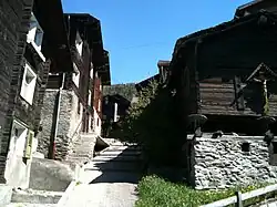 Old houses in the village of Visperterminen