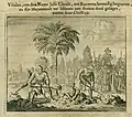 Vitalis being buried alive. From the Martyrs Mirror.