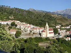 The church of Saint Pierre-aux-liens and the surrounding buildings, in Vivario