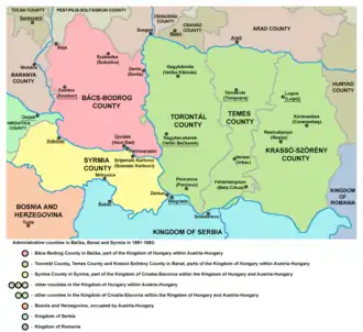 Counties in Banat, Bačka and Syrmia from 1881 to 1918