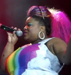 Malinga performing with Basement Jaxx at the Orange Warsaw Festival in 2013