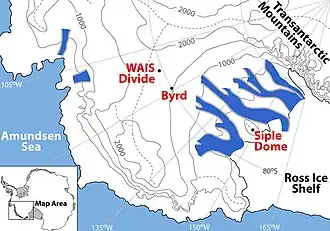 Detailed map of the WAIS Divide Region