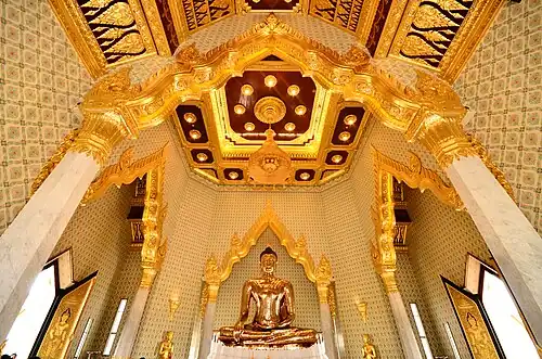 Interior of the Phra Maha Mondop, showing the Golden Buddha.