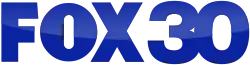 The Fox network logo and a sans serif numeral 30, all in glossy royal blue