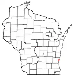 Location of Town of Port Washington in Ozaukee County, Wisconsin.