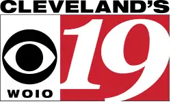 At top, "CLEVELAND'S" in bold serif; to the left, the CBS eye logo in black; to the right, a red square with a white "19" in a sans serif.