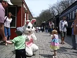 An Easter Bunny during the Wilmington and Western's Annual Easter Bunny Express.