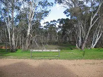 A sign marking "The Historic Township of Waanyarra"