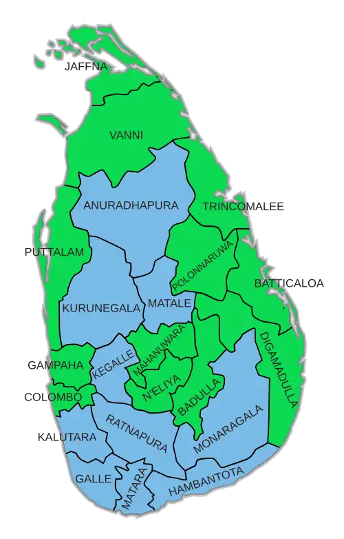 Majorities according to electoral districts