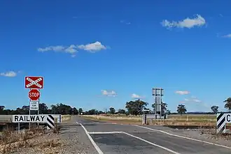 Level crossing over the Tocumwal railway line at Wahring
