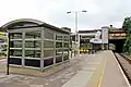 Looking towards the station entrance, from the platform.