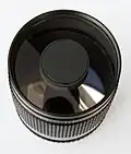 front view, Samyang/Walimex 500mm f/8.0, mirror visible at the lower part