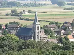 The Church of St. Barbara viewed from the mines of Anzin