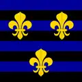 Royal banner with black-bleu stripes (14th century)