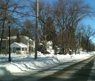 Housing along Army Trail Road in Wayne, Illinois. Looking east about 50 feet east of Railroad Street in February 2011