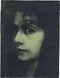 Weiblicher studienkopf (Female head, study) (1896)