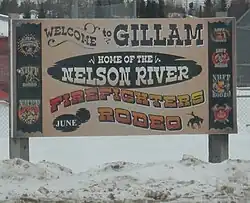 Welcome sign at Gillam