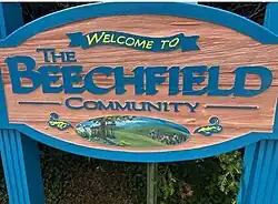 Welcome sign from Beechfield Ave.