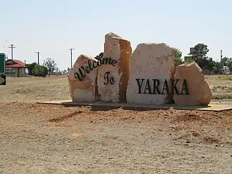 Welcome to Yaraka sign