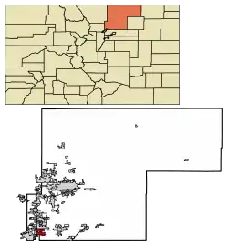 Location of Dacono, Colorado