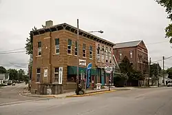 Corner of Main and County Line streets in College Corner, viewed from West College Corner, Indiana