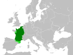 West Francia within Europe after the Treaty of Verdun in 843