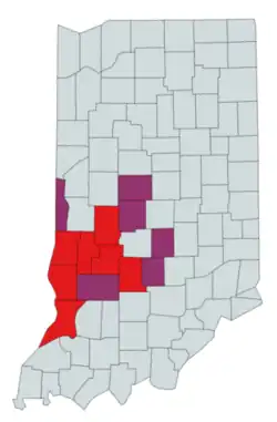 Location of teams in Western Indiana Conference