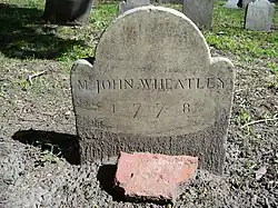 Grave of John Wheatley, owner of Phillis Wheatley.
