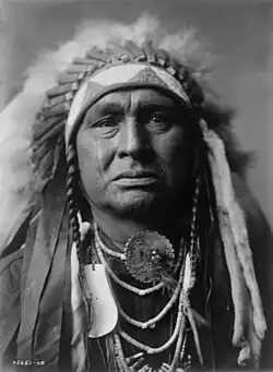 White Man Runs Him, c. 1908. Crow scout serving with George Armstrong Custer's 1876 expeditions against the Sioux and Northern Cheyenne that culminated in the Battle of the Little Bighorn.