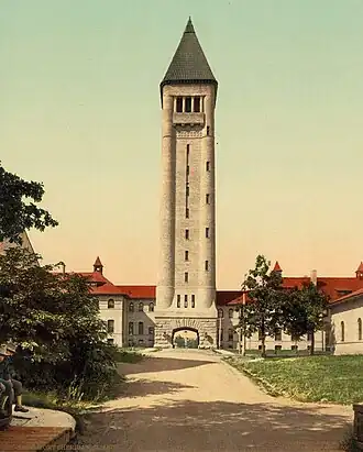 Image 42The water tower and barracks complex at Fort Sheridan in 1898. The principal buildings of the fort were built between 1889 and 1910 by the firm Holabird & Roche. Image credit: Detroit Photographic Co.; Bathgems (upload) (from Portal:Illinois/Selected picture)