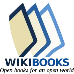 Wikibooks logo with text: WIKIBOOKS Open books for an open world