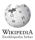 Wikipedia logo displaying the name "Wikipedia" and its slogan: "The Free Encyclopedia" below it, in Malay