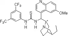 2005: Soós's, Connon and Dobson's bifunctional thiourea functionalized Cinchona alkaloid, asymmetric additions of nitroalkanes to chalcones as well as malonates to nitroalkenes