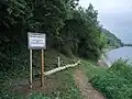 Fishing sign for Wainlode Cliff and access to the riverbank.