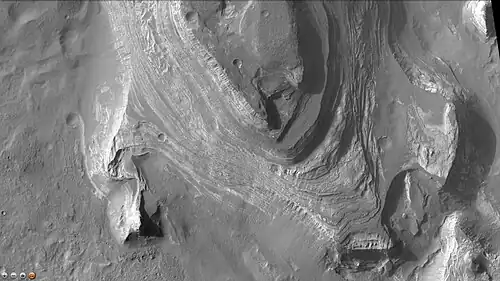 Northern part of Terby Crater showing many layers, as seen by CTX camera (on Mars Reconnaissance Orbiter).