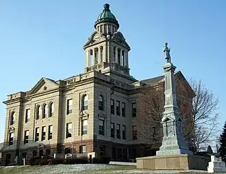 The Courthouse and Civil War Monument located in Decorah