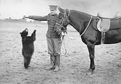 Winnie the Bear as a cub with a sergeant of the CAVC