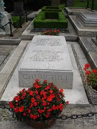 Winston and Clementine Churchill's grave after restoration in 2006