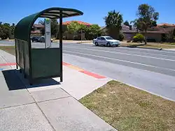 A covered bus stop in Winthrop. This is located outside of Winthrop primary school. It is a timed stop for the 504 and 940 routes.