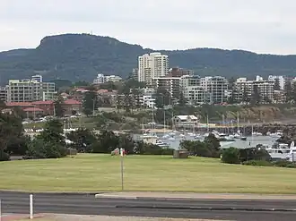 Overlooking Wollongong Harbour and North Wollongong to Mount Keira