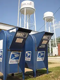 Water tower and mailboxes, Woodland, Alabama.