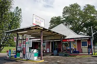 The historic timber general store at Woodville.