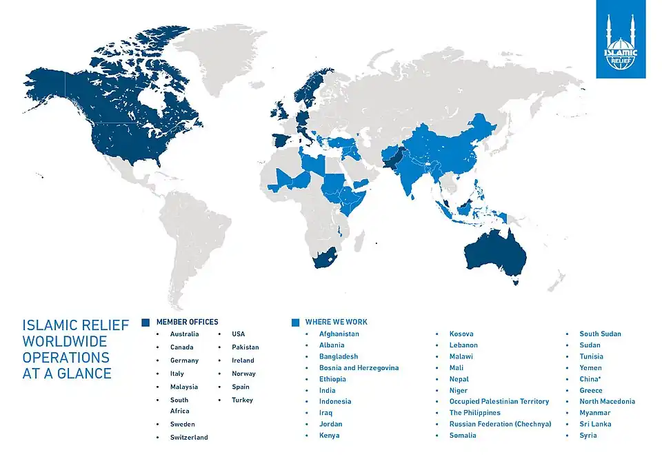 Map which shows at a glance where Islamic Relief works
