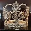 Rose Queen crown on display at the Tournament of Roses House