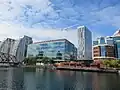 X1 Media City Tower 1, to the right of the tower crane